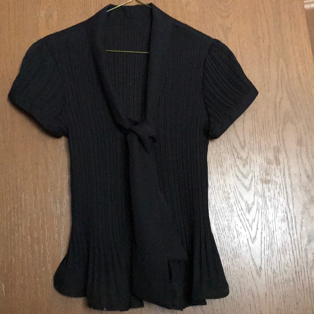 Black front tie top